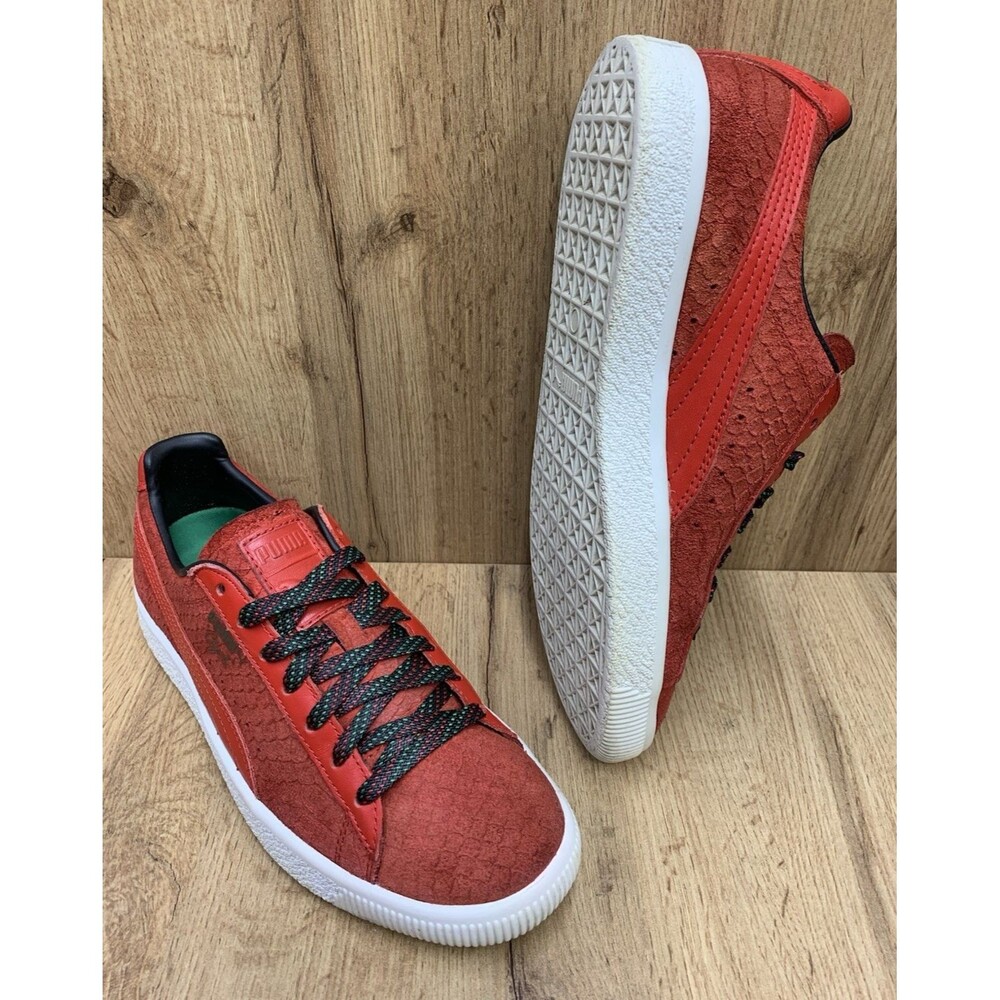 PUMA Clyde GCC Risk Red Snakeskin Suede Sneakers Men's Size 7 362631-02